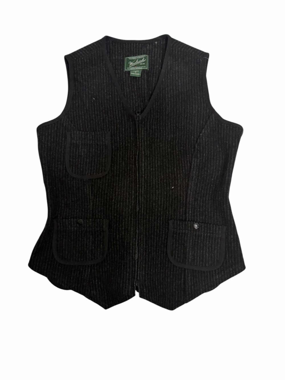 Woolrich Women’s Wool Utility Vest Striped Zip‎ Front Size M